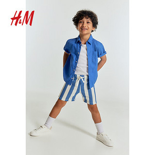 H&M2024夏季童装男童印花短卫裤1228402 自然白 120/56