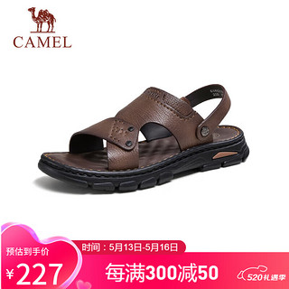 骆驼（CAMEL）舒软牛皮凉拖两穿缓震休闲商务凉鞋男士 G14M211614 棕色 41 