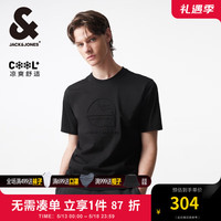 杰克·琼斯（JACK&JONES）夏季新品男士常规直筒版型字母钢印装饰圆领短袖T恤224201166