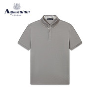 AQUASCUTUM/雅格狮丹春夏格纹领短袖男士POLO恤Q49H9EM031 炭灰/97 M