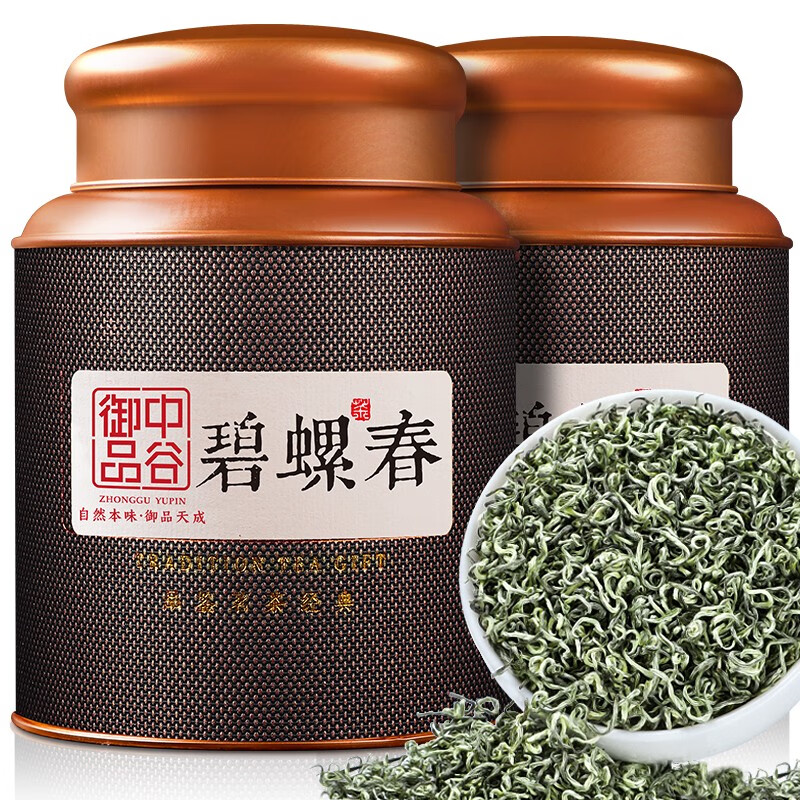 中谷御品 茶叶绿茶碧螺春茶 特级明前2024新茶头采花果香苏州茶叶礼盒300g