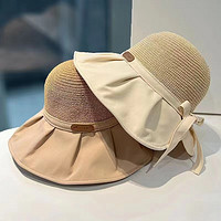 夏季女士網紅大帽檐漁夫帽女款顯臉小遮陽帽防曬太陽帽子