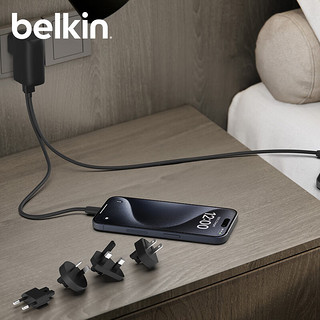 贝尔金（BELKIN）充电宝充电器二合一 25W双口快充直插移动电源 USB+TypeC充电头 迷你充电宝5000毫安