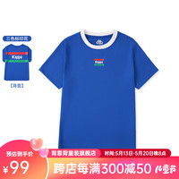 Kappa Kids卡帕儿童夏季短袖印花图案舒适简约百搭男女童T恤校园上衣 宝蓝色   150