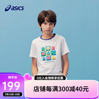 asics/亚瑟士童装2024年夏吸湿速干遮热抗菌趣味棉感短袖T恤 10本白 110cm