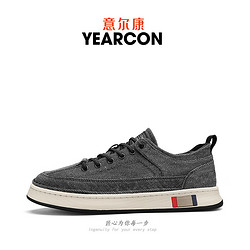 YEARCON 意尔康 男鞋2023新款低帮套脚板鞋子男士帆布鞋时尚轻便平底潮鞋男