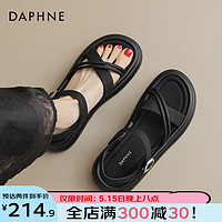 达芙妮（DAPHNE）凉鞋女夏季2024新款外穿舒适软底高级感百搭配裙子休闲沙滩凉鞋女 黑色 35