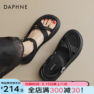 达芙妮（DAPHNE）凉鞋女夏季2024外穿舒适软底高级感百搭配裙子休闲沙滩凉鞋女 黑色 35