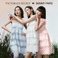 维多利亚的秘密 x SUSAN FANG 设计师联名款蕾丝拼接睡裙睡衣女夏季棉质吊带裙 75S4纯净粉 11252504 M