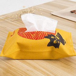 MTANX 漫天星 棉麻抽紙盒客廳衛生間家用車用餐巾紙套卡通可愛抽紙袋布藝 橙底貓 18