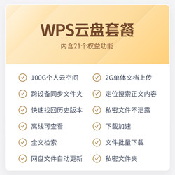 WPS云盘套餐月卡31天官方正版会员 网盘云空间100G扩容批量下载