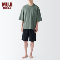 無印良品 MUJI 無印良品 男式 毛圈 短袖家居服套装 男士睡衣男款夏季 FB0XWA4S 藏青色 L(上装175/100A 下装175/88A)