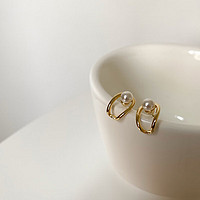 MOEFI 茉妃 S925銀針韓國精致氣質簡約小巧U型珍珠耳釘仙美少女極簡小耳環女