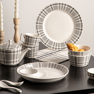 SUCCOHOMEWARE 美式复古简约餐具套装 家用陶瓷布纹碗碟盘整套 送人餐具伴手礼盒 布纹-小勺子 (2只装)
