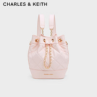 CHARLES&KEITH24夏新品绗缝菱格链条水桶包双肩包女CK2-10701506 Light Pink M