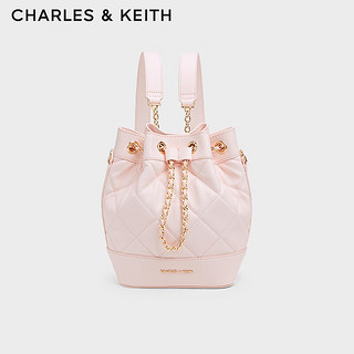 CHARLES&KEITH24夏新品绗缝菱格链条水桶包双肩包女CK2-10701506 Light Pink M