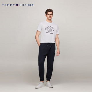 TOMMY HILFIGER24春夏男纯棉休闲学院徽章印花合身短袖T恤MW0MW36043 白色YBR XS （：100-120斤）