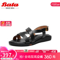 Bata罗马凉鞋女2024夏新款羊皮镂空时尚复古软底罗马凉鞋AYJ05BL4