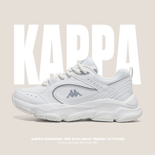 卡帕（Kappa）运动老爹鞋子女鞋2024厚底增高小白鞋 02CJ白色 39