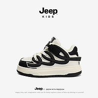Jeep 吉普 儿童运动鞋春秋款潮款板鞋中大童6-12岁男童鞋 黑白26