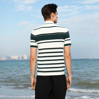 威可多（VICUTU）短袖针织衫男24年夏季商务Polo领休闲半袖VRW24284853 白色条纹 185/100A