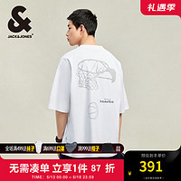 杰克·琼斯（JACK&JONES）夏季NBA联名掘金队刺绣宽松纯棉舒适男士圆领短袖T恤224201269 A06 本白色 常规 A06 本白色 170/92A/S