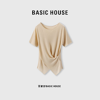 Basic House/百家好 时尚百搭气质短款夏季通勤针织衫B0623B57032 黑色 M（80-115斤）