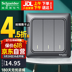 Schneider Electric 施耐德电气 施耐德（Schneider） 施耐德开关插座面板一开单开双控睿意系列夜空灰家用86型10A开关 三开单控