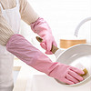 CHAHUA 茶花 袖套保暖手套耐用型厨房洗碗手套女冬季加绒家务洗衣服橡胶 蓝色一双