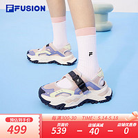 FILA FUSION斐乐潮牌女鞋硬糖凉鞋2024夏季休闲厚底鞋运动鞋 烟玫瑰粉/蓝冰-RB 35.5