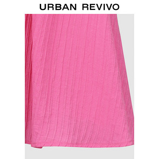 URBAN REVIVO 夏季女装减龄俏皮肌理感褶皱可调吊带衫 UWH240078 玫红 XS