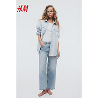 H&M女装裤子2024夏季新款阔腿高腰九分牛仔裤1199191  155/64A 34
