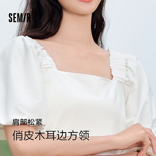 森马（Semir）连衣裙女温柔系木耳边方领2024夏季新款泡泡袖娃娃裙甜美可爱