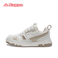 Kappa 卡帕 官方板鞋男面包鞋潮流低帮滑板鞋耐磨防滑休闲运动鞋 白棕色 38