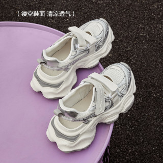 百丽小空调透气涉水凉鞋女款2024夏季休闲银色老爹鞋B1851BM4