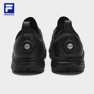 FILA 斐乐男鞋SPD PANTHER 2 LEA路跑鞋2024夏皮面玄豹鞋 黑-BA 41