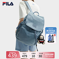 FILA 斐乐女包背包2024夏季休闲翻盖大容量双肩包电脑包 仙侠蓝-LB XS
