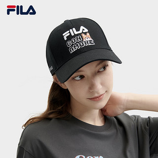 FILA 斐乐款棒球帽2024夏时尚休闲帽子运动帽遮阳帽 正黑色-BK XS