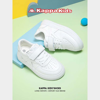 Kappa Kids卡帕儿童鞋男童运动鞋春季新款轻便中大童小白鞋子女童 米/白