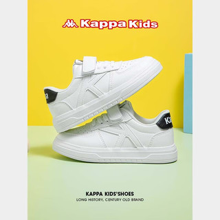 Kappa Kids卡帕儿童鞋男童运动鞋春季新款轻便中大童小白鞋子女童 米/白