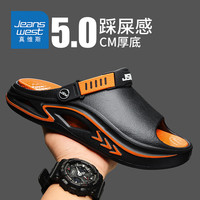 真维斯(Jeanswest)凉鞋男夏季2024潮凉拖鞋男外穿踩屎感透气沙滩鞋