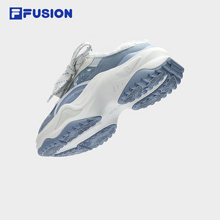 FILA FUSION斐乐潮牌BIANCO II MULE厚底潮鞋女2024夏休闲鞋 水洗蓝色/雪白-RS 35.5