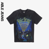 ABLE JEANS 男士复古街头叛逆摇滚宽松T恤 陨石灰 XS