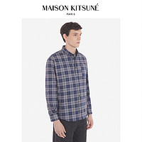 Maison Kitsune男女同款 秋冬手写体系列格纹休闲衬衫 C492【蓝色格纹】 XS