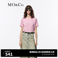 MO&Co.2024夏赛博印花套色脏染棉质短袖圆领T恤MBD2TEET07 冰粉色 XS/155