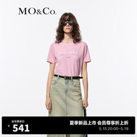 MO&Co.2024夏赛博印花套色脏染棉质短袖圆领T恤MBD2TEET07 冰粉色 XS/155