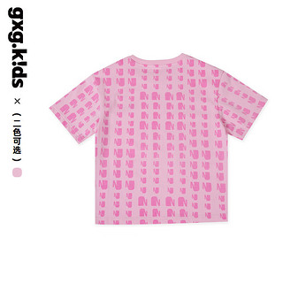 gxg.kidsGXG童装24夏季亲子T恤中大童卡通满印可爱圆领百搭短袖t恤 粉色 150cm