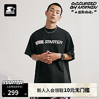 STARTER美式短袖2024年夏季100%棉T恤休闲运动上衣时尚宽松 黑色 3XL