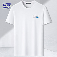 ROMON 罗蒙 短袖T恤男夏季商务休闲百搭上衣舒适亲肤圆领T恤LP028 白色 XL