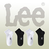 Lee 经典黑白女袜子女士春夏季浅口短袜船棉质吸汗透气休闲4双装